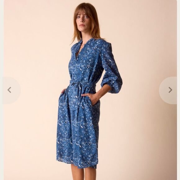 St. Roche Lilibet Dress in Indigo cottagecore pattern size 4